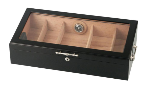 Humidor "Passatore schwarz mit Sichtfenster" für ca. 150 Zigarren